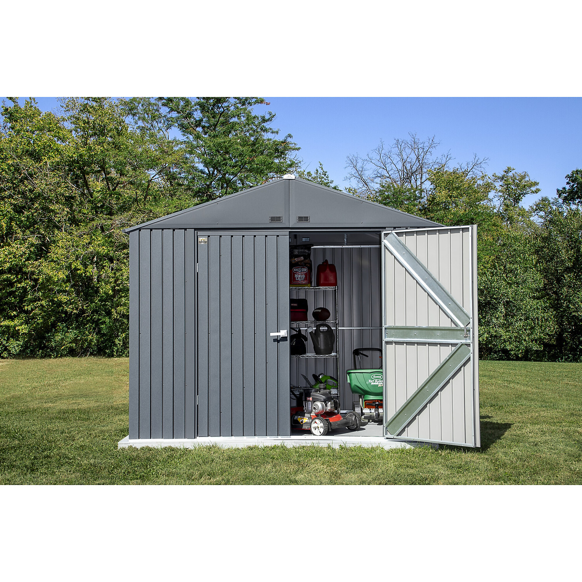 Arrow Storage Products, Elite Steel Shed 10x8 Anthracite EG108AN, Length 8 ft, Width 10 ft, Model# EG108AN